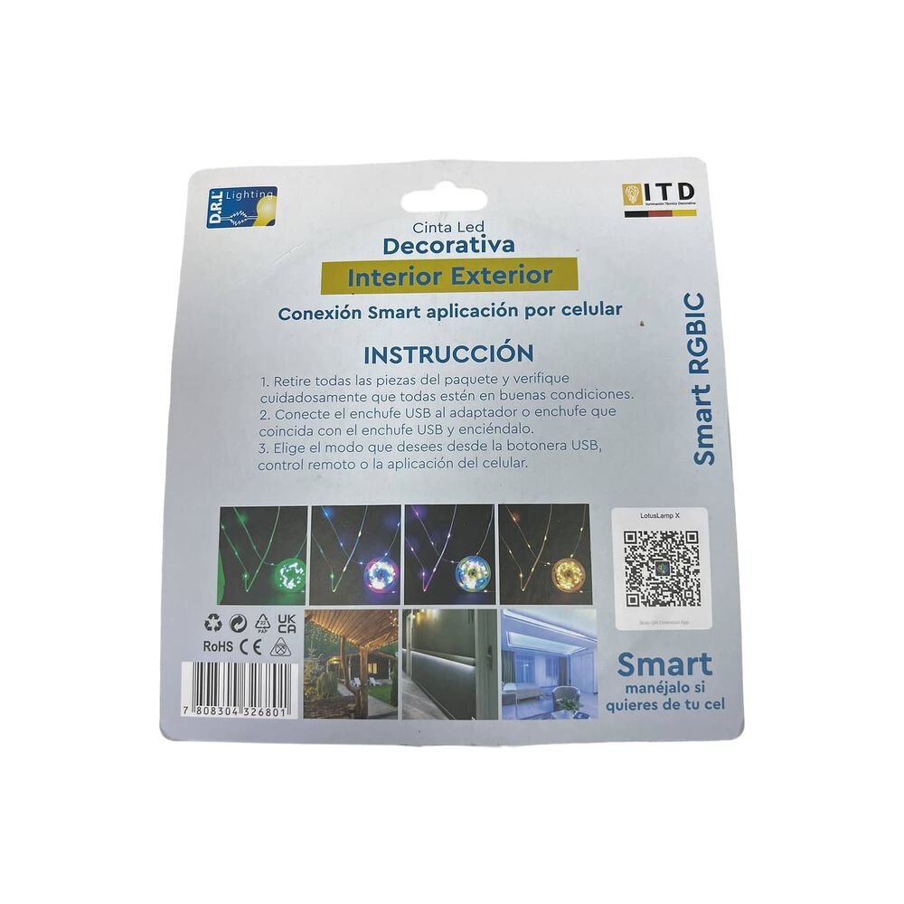 Tira Cinta Luces Led Rgbic Bluetooth 10 Mt Total + Control image number 3.0