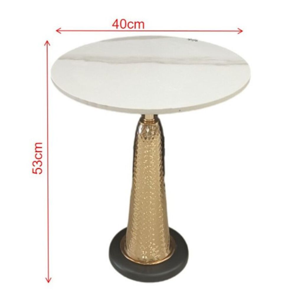 Mesa De Centro Redonda Color Blanco Con Base Dorado image number 3.0