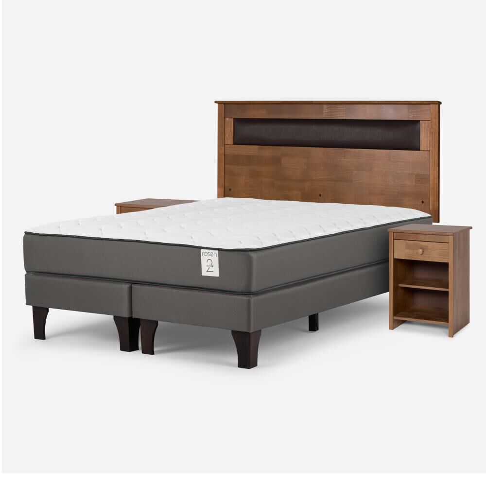 Cama Europea Rosen New Style 2 Plus / 2 Plazas / Base Dividida + Set De Maderas image number 1.0