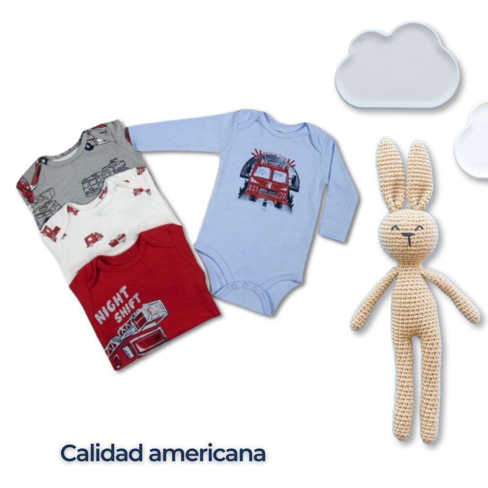 Pack 4 Bodys Ni&ntilde;o Manga Larga Tedmimak 100% Algod&oacute;n Red Cars image number 5.0