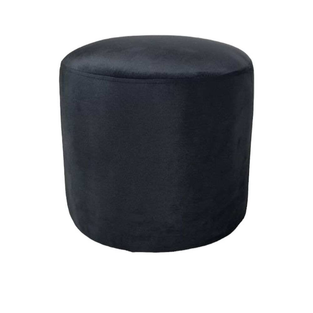 Pouf Redondo Felpa Negra image number 1.0