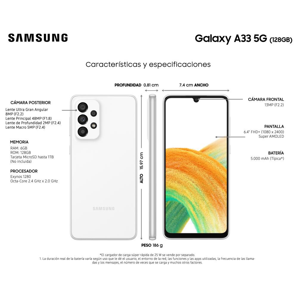 Smartphone Samsung Galaxy A33 / 5G / 128 GB / Liberado image number 3.0