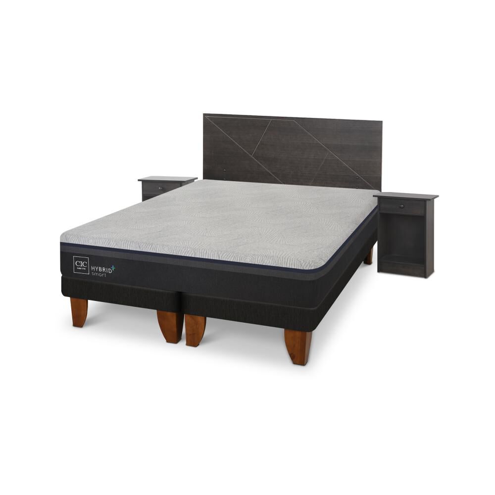 Cama Europea Cic Hybrid Plus / 2 Plazas / Base Dividida + Set De Maderas image number 1.0
