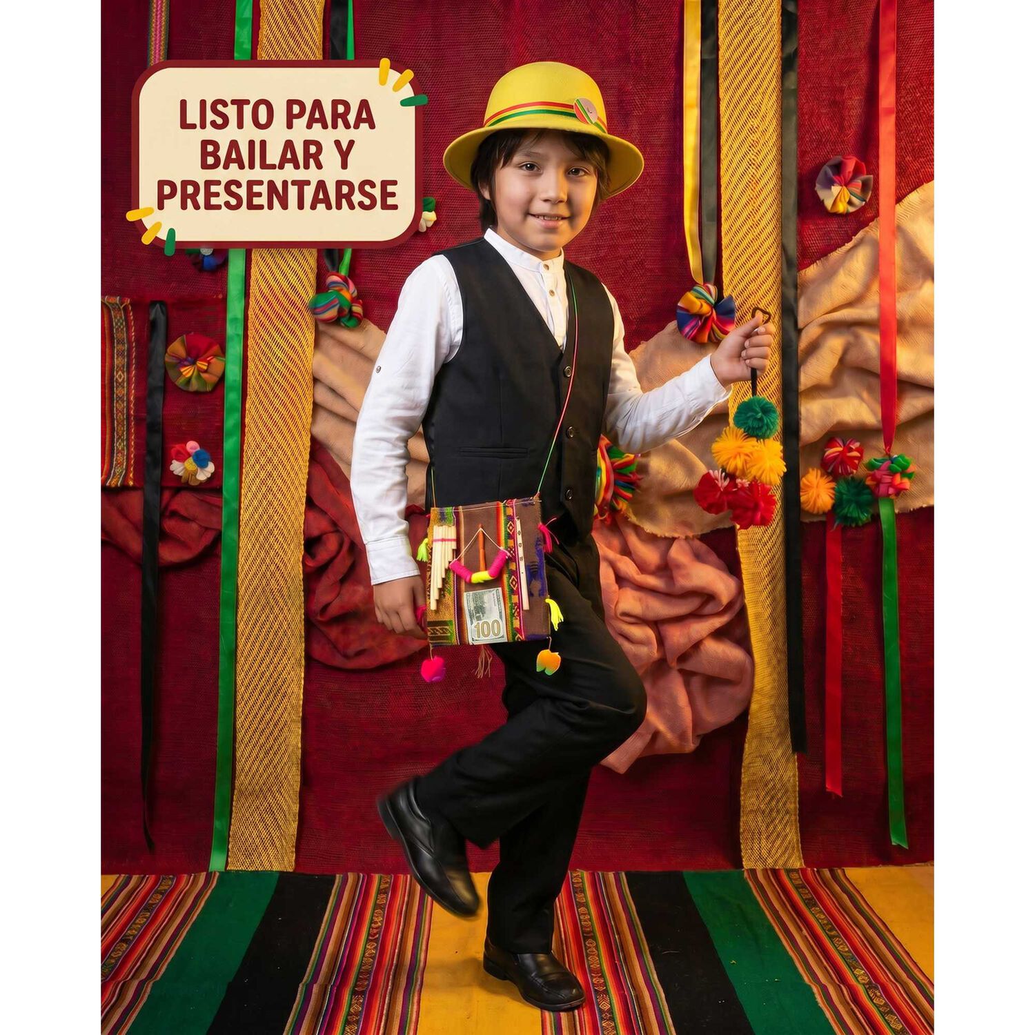 Traje Trote Nortino Completo Para Ni&ntilde;a Y Ni&ntilde;o Carnavalito image number 29.0