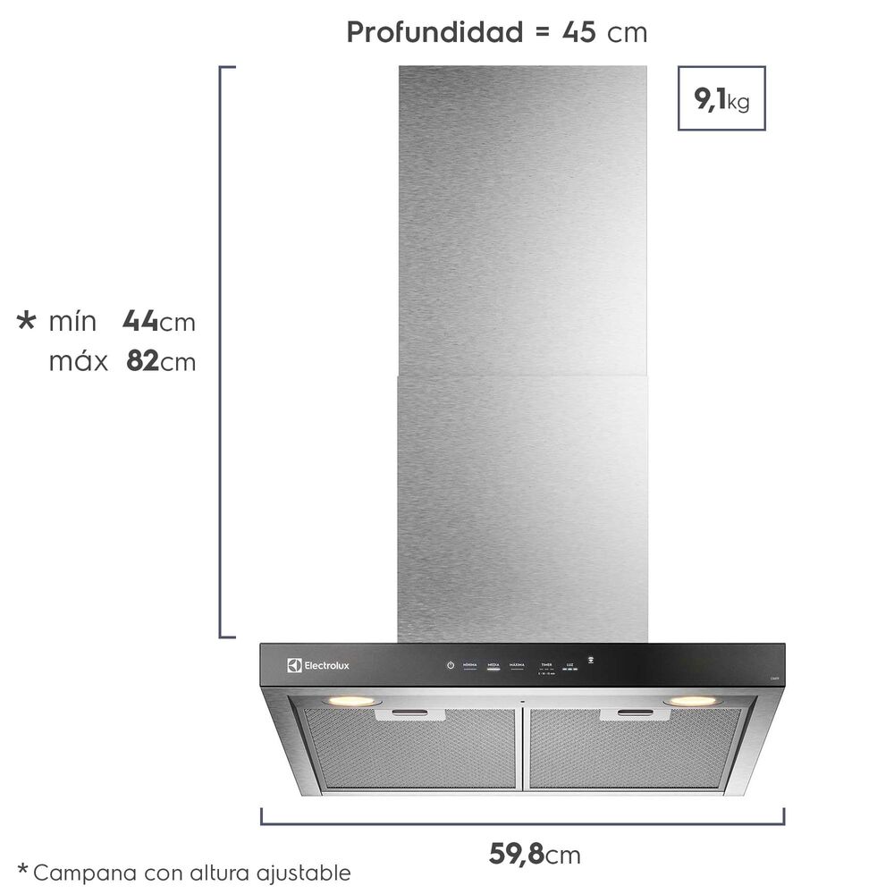 Campana Cocina Decorativa Electrolux Isla 60cm Timer Ce6tf image number 2.0