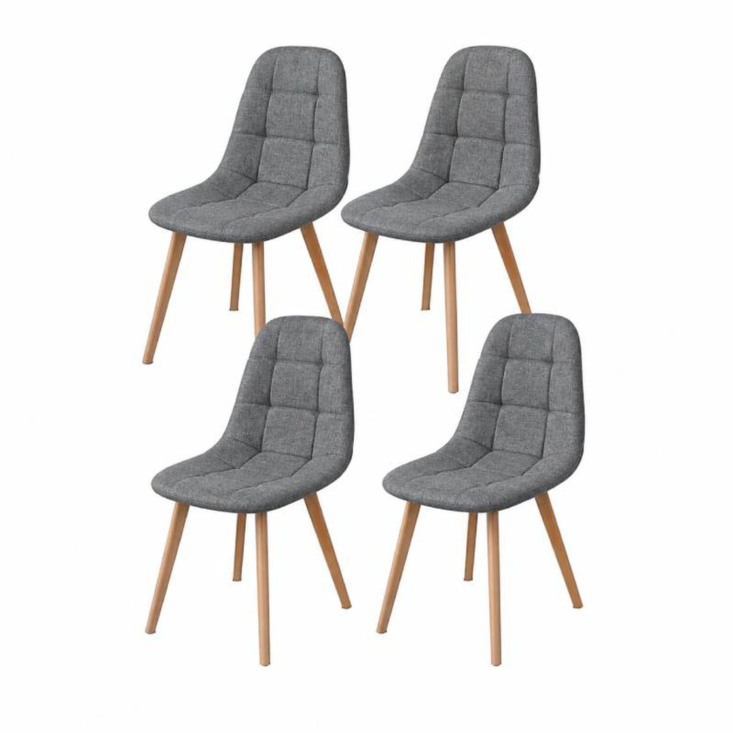 Pack 4 Silla Capiton&eacute; Lino N&oacute;rdica Con Patas De Madera Haya image number 0.0