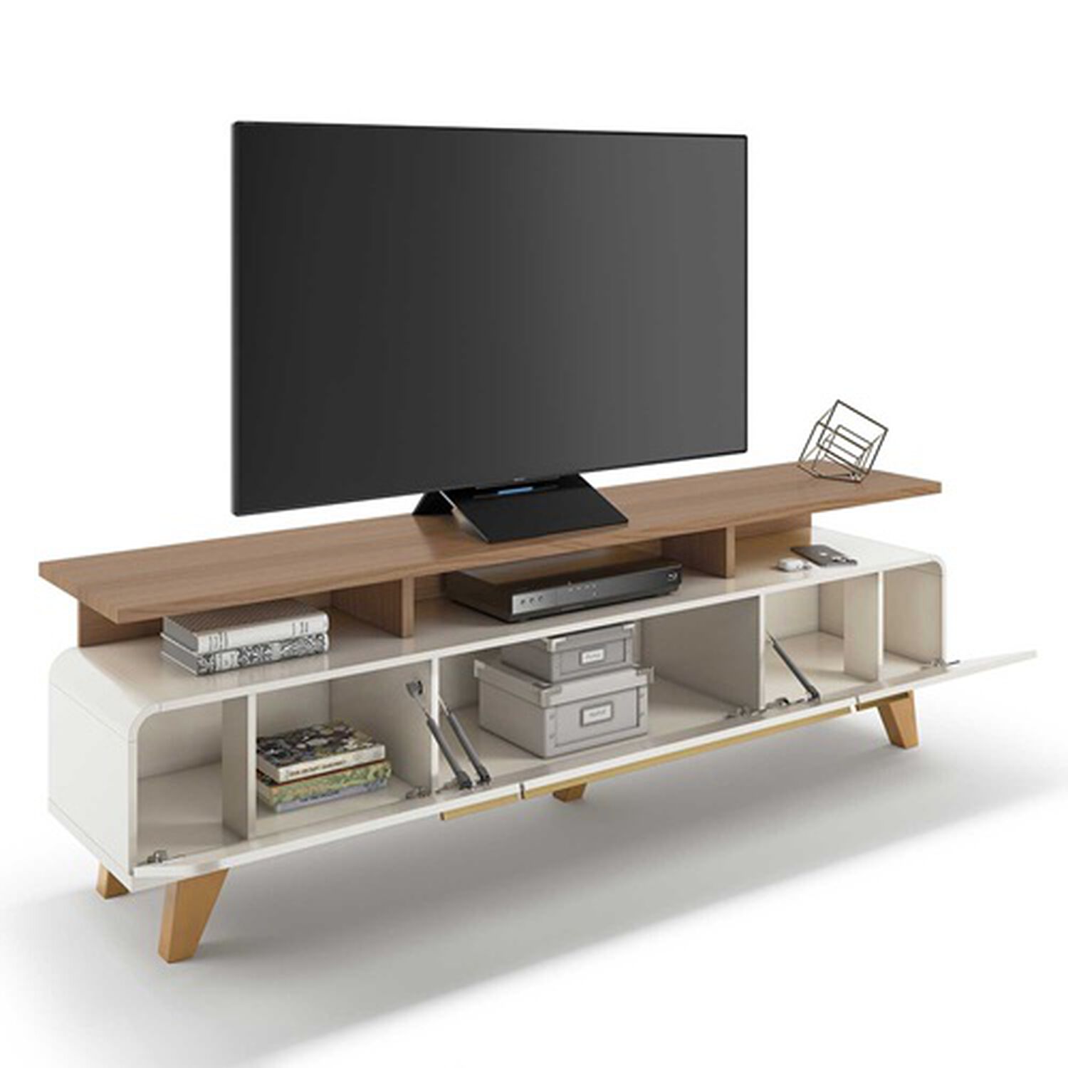 Rack Siena Tv 70" 2.0 Off White Casta&ntilde;o 200 X 61 X 38 Cm image number 2.0