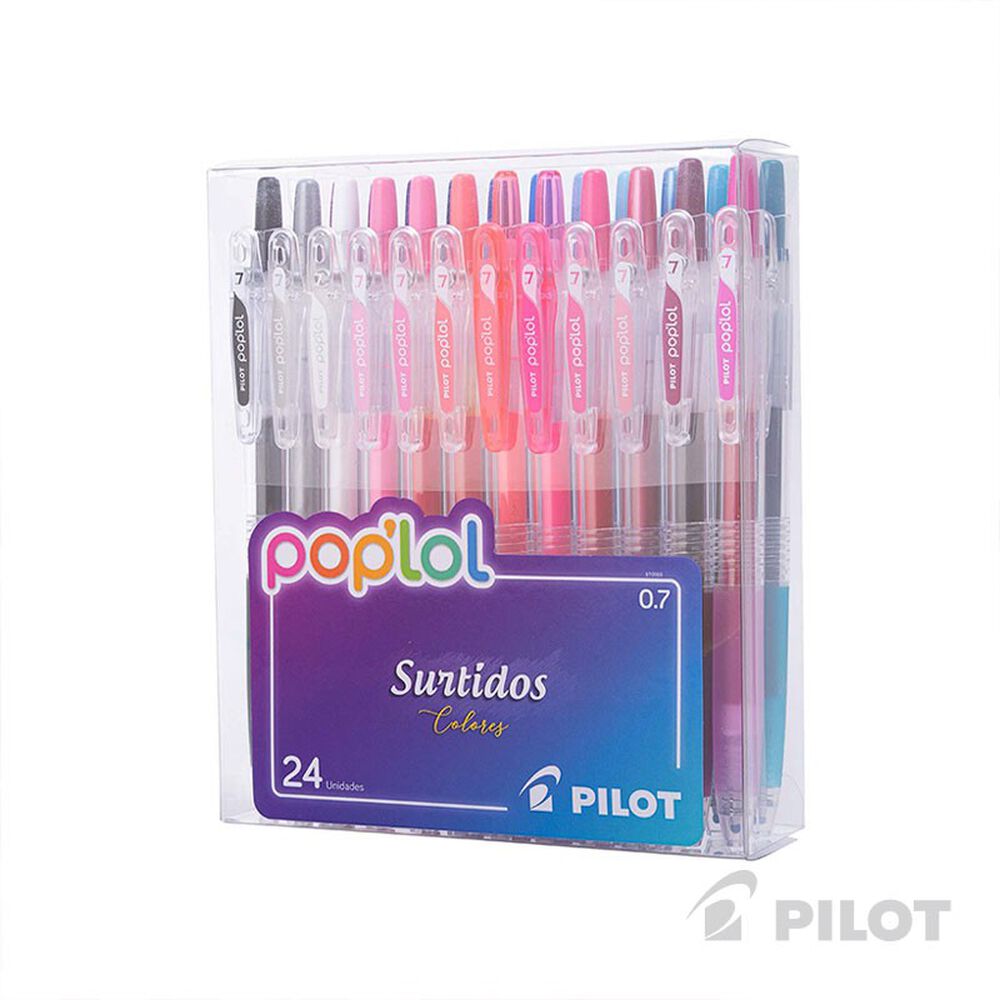 Set 24 Lápices Gel Poplol Bubble Gum 07mm Tinta Pigmentada Retráctiles Punta Acero image number 2.0