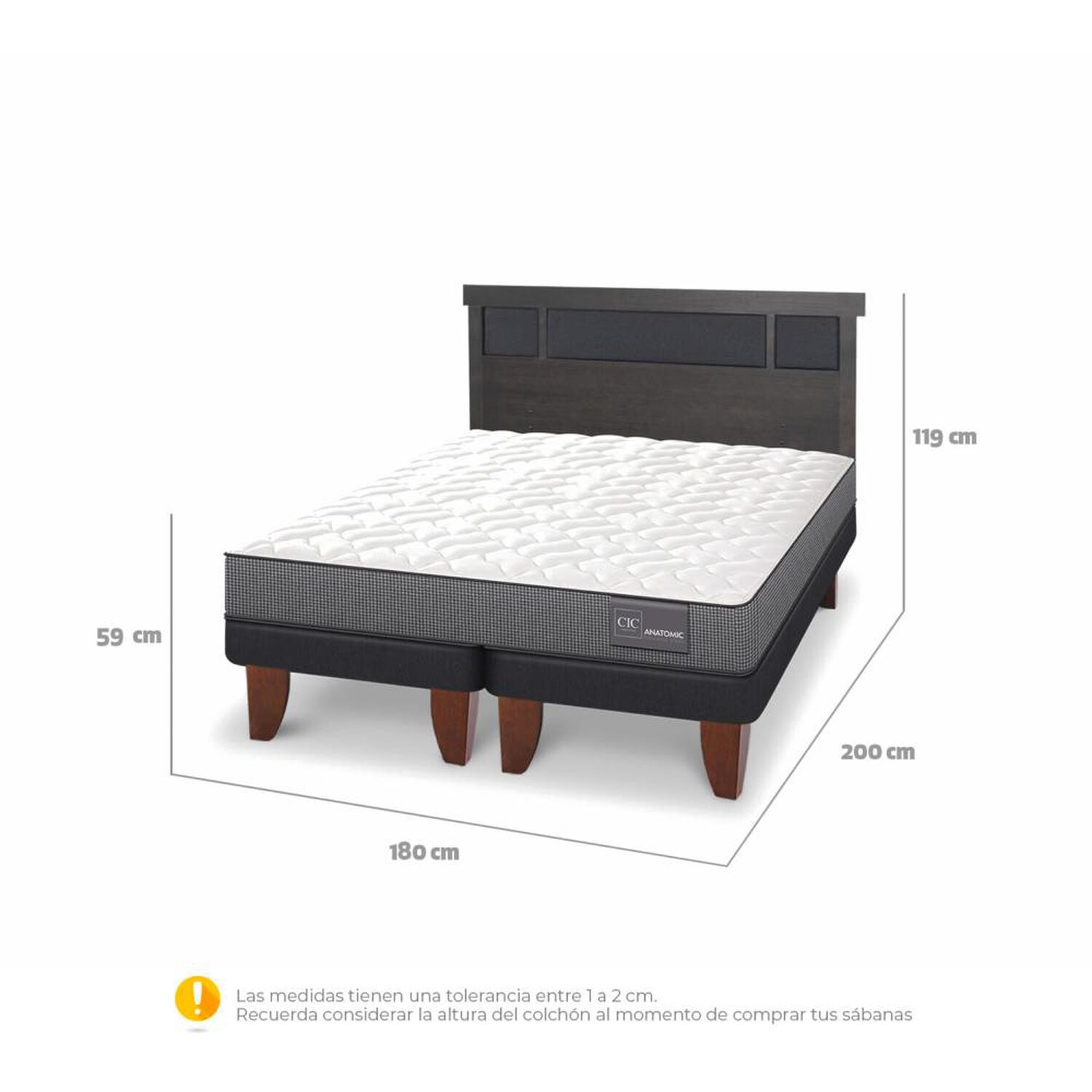 Cama Europea Cic Anatomic / King / Base Dividida + Respaldo image number 3.0