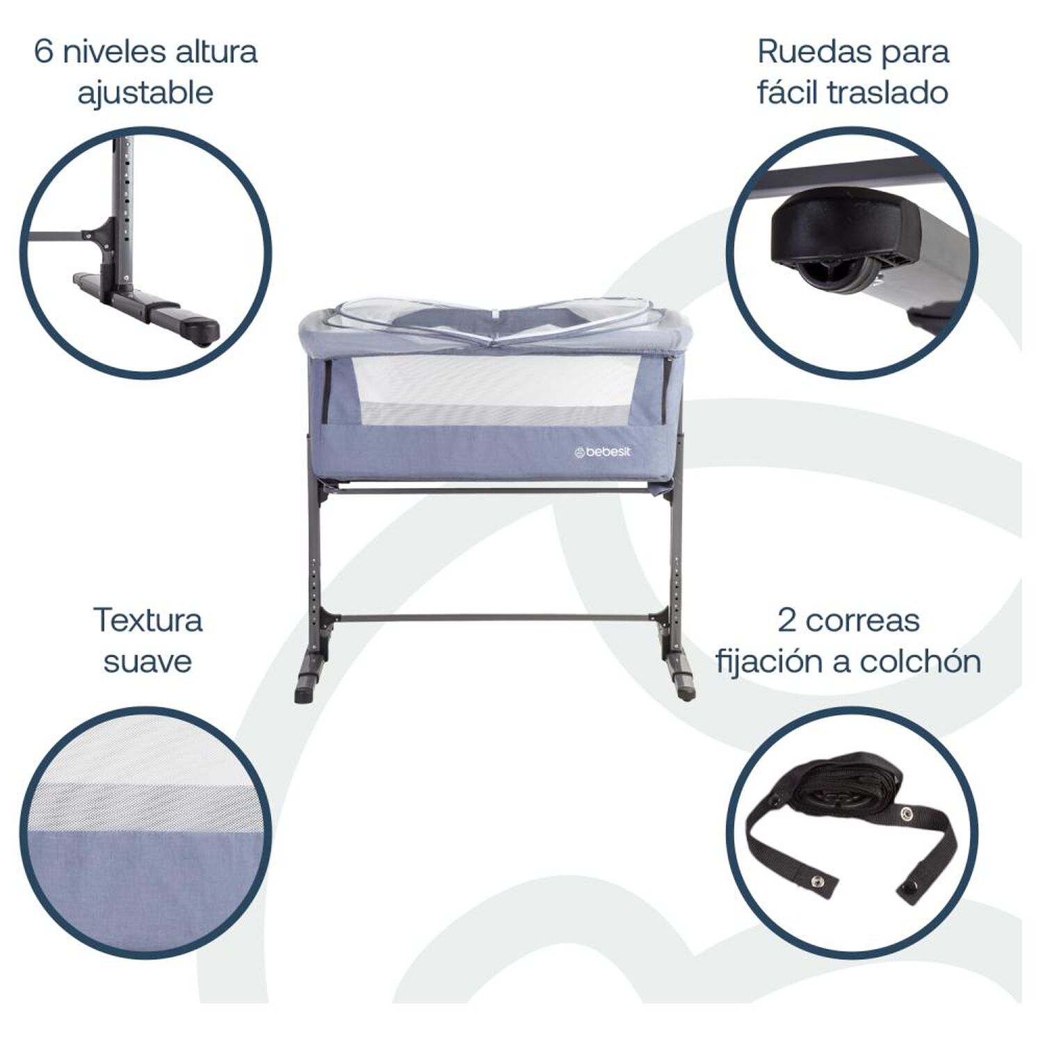 Cuna Colecho Bebesit Con Mosquitero Myside Lx Azul image number 2.0
