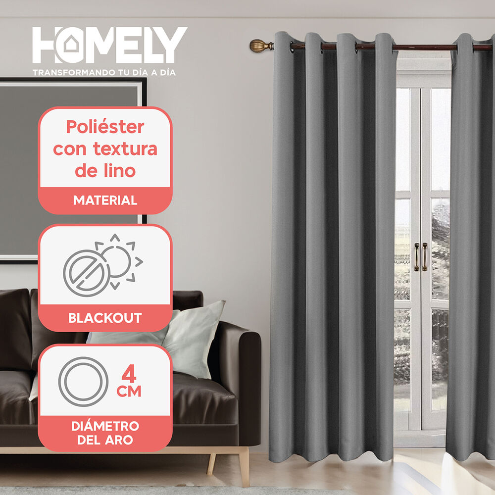 Cortinas 100% Blackout Termica Homely 2x140x220 image number 2.0
