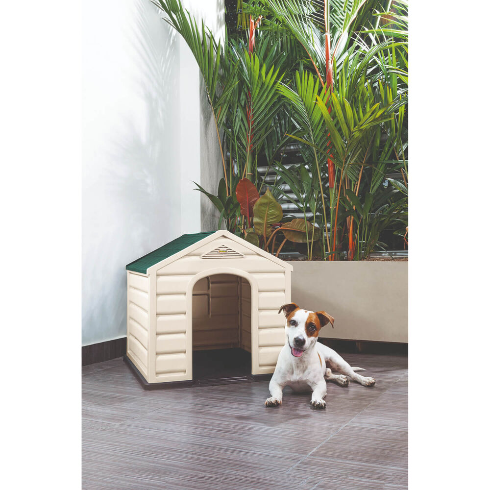 Casa Para Perro Techo Verde Tama&ntilde;o Chico 68x61x58,5 Cm Rimax image number 0.0