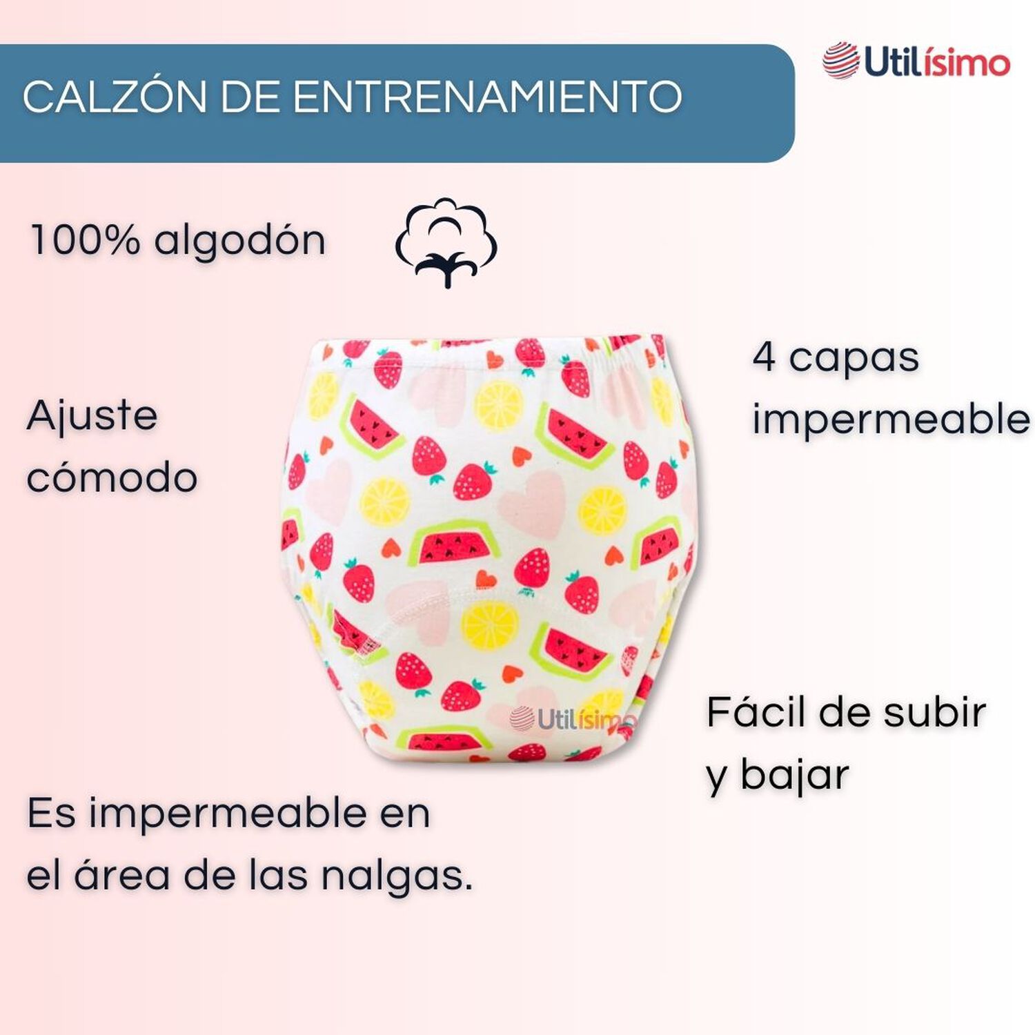 Pack 6 Calz&oacute;n Pantys Ni&ntilde;a Entrenamiento Algod&oacute;n Absorbente Transpirable Cintura El&aacute;stica image number 5.0