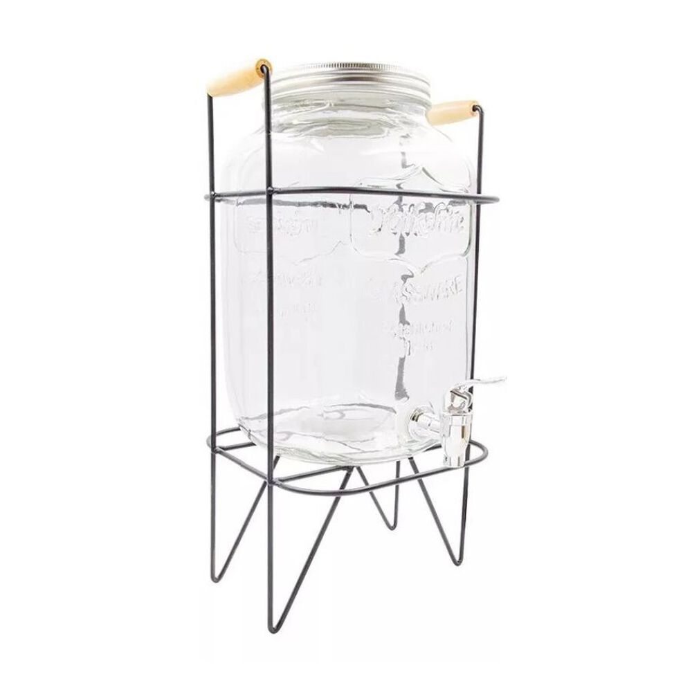 Dispensador De Bebidas De Vidrio 5l Soporte Metal Con Asas image number 4.0