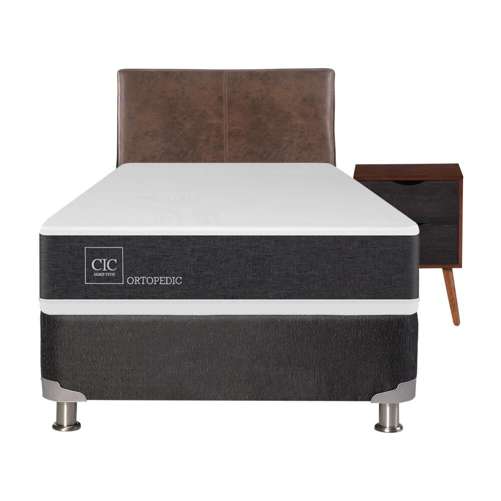 Box Spring Cic Ortopedic / 1.5 Plazas / Base Normal + Set De Maderas image number 0.0