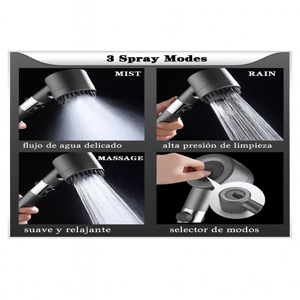 Telefono Cabezal De Ducha Turbo Con Masajeador 4 En 1 image number 4.0