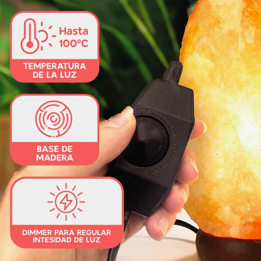 L&aacute;mpara De Sal Himalaya Roca Intensidad Regulable image number 3.0