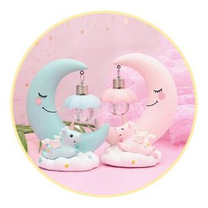 Mini Lampara Unicornio Con Luna Kawaii Uwu