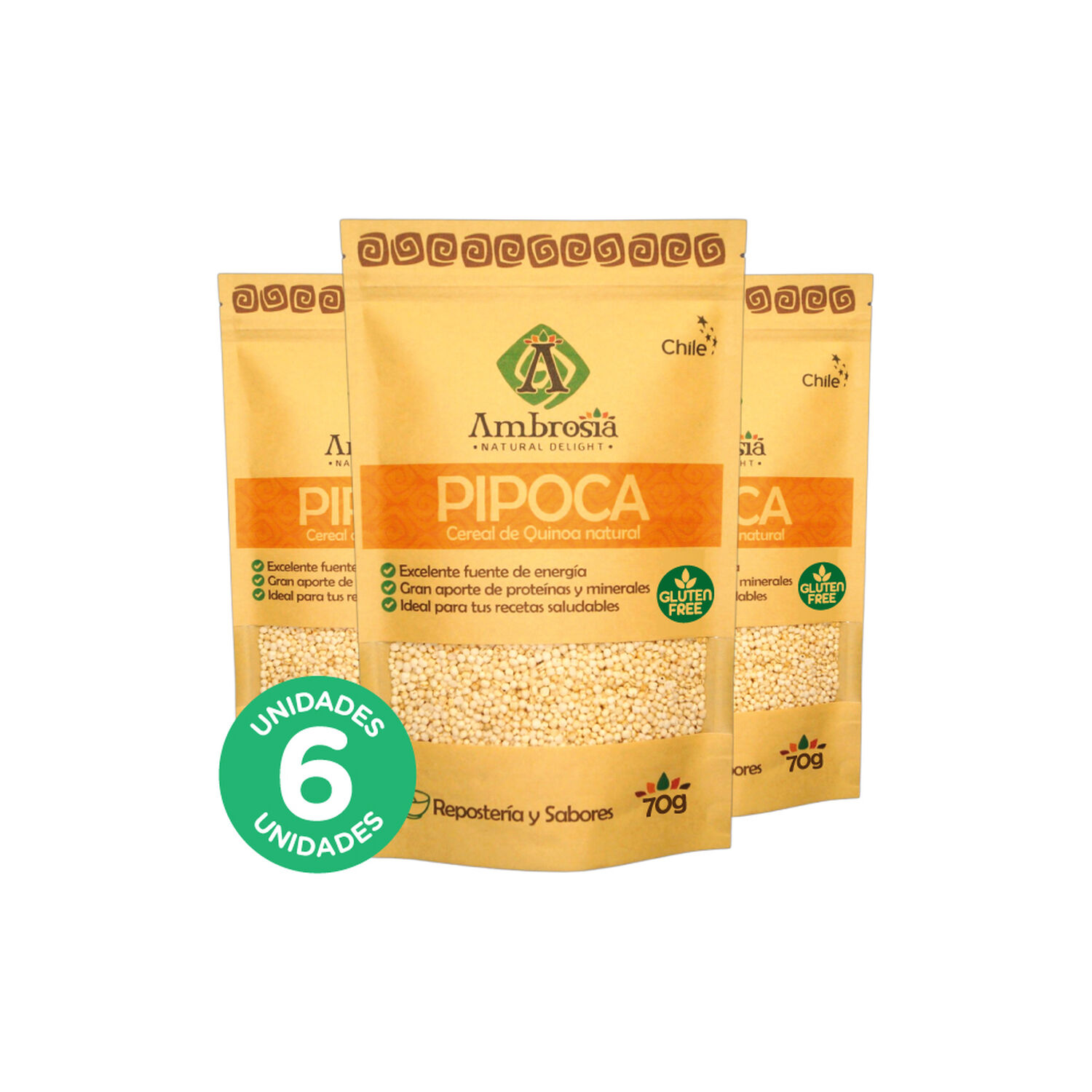 Pack 6 Pipoca De Quinoa Natural Libre De Gluten Y Para Preparaciones Keto 70gr image number 0.0