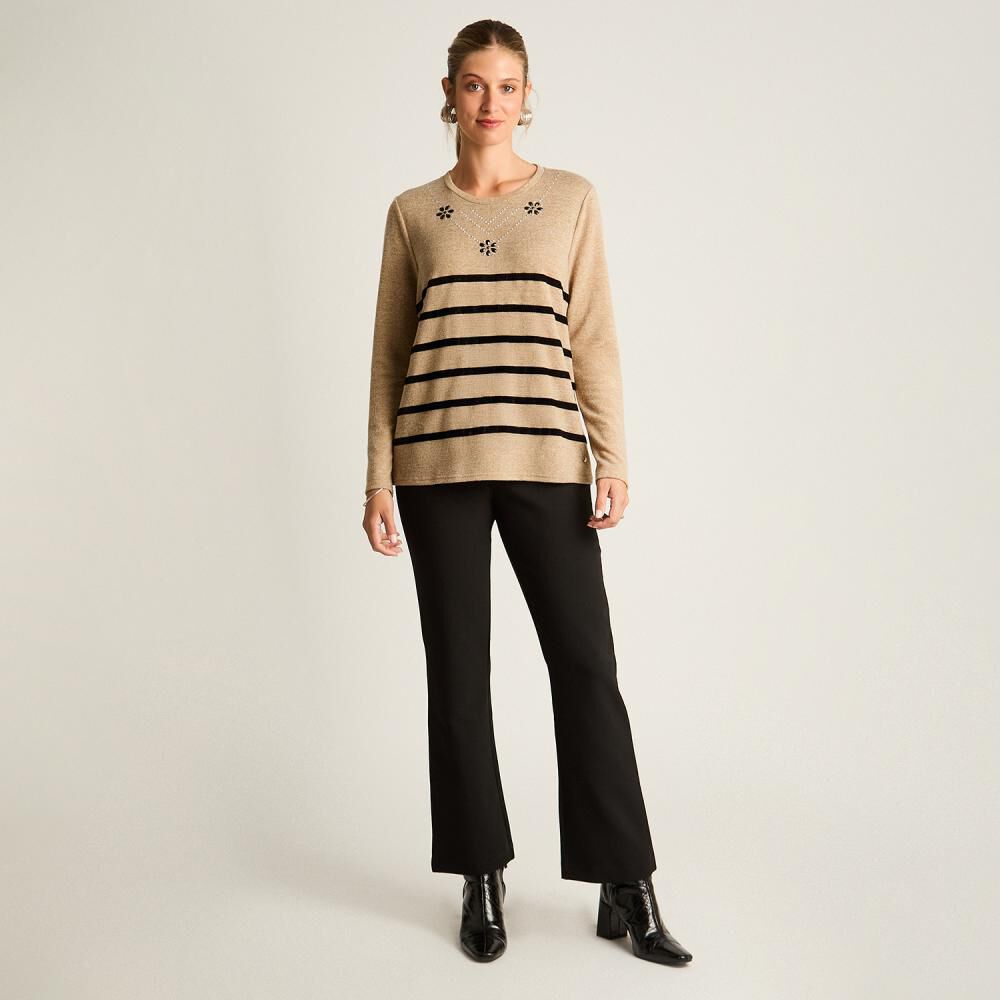 Sweater Manga Larga Con Strass Cuello Redondo Mujer Lorenzo Di Pontti image number 1.0