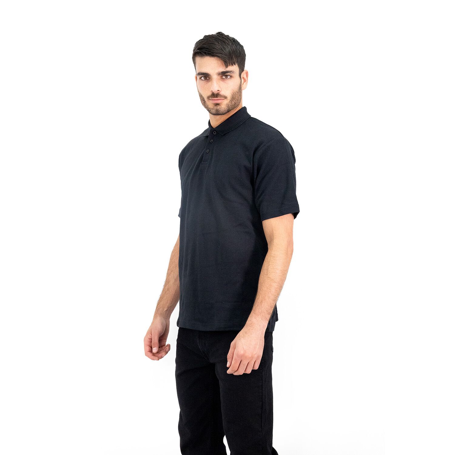 Polera Pique Quebec Manga Corta Negro Hombre image number 4.0