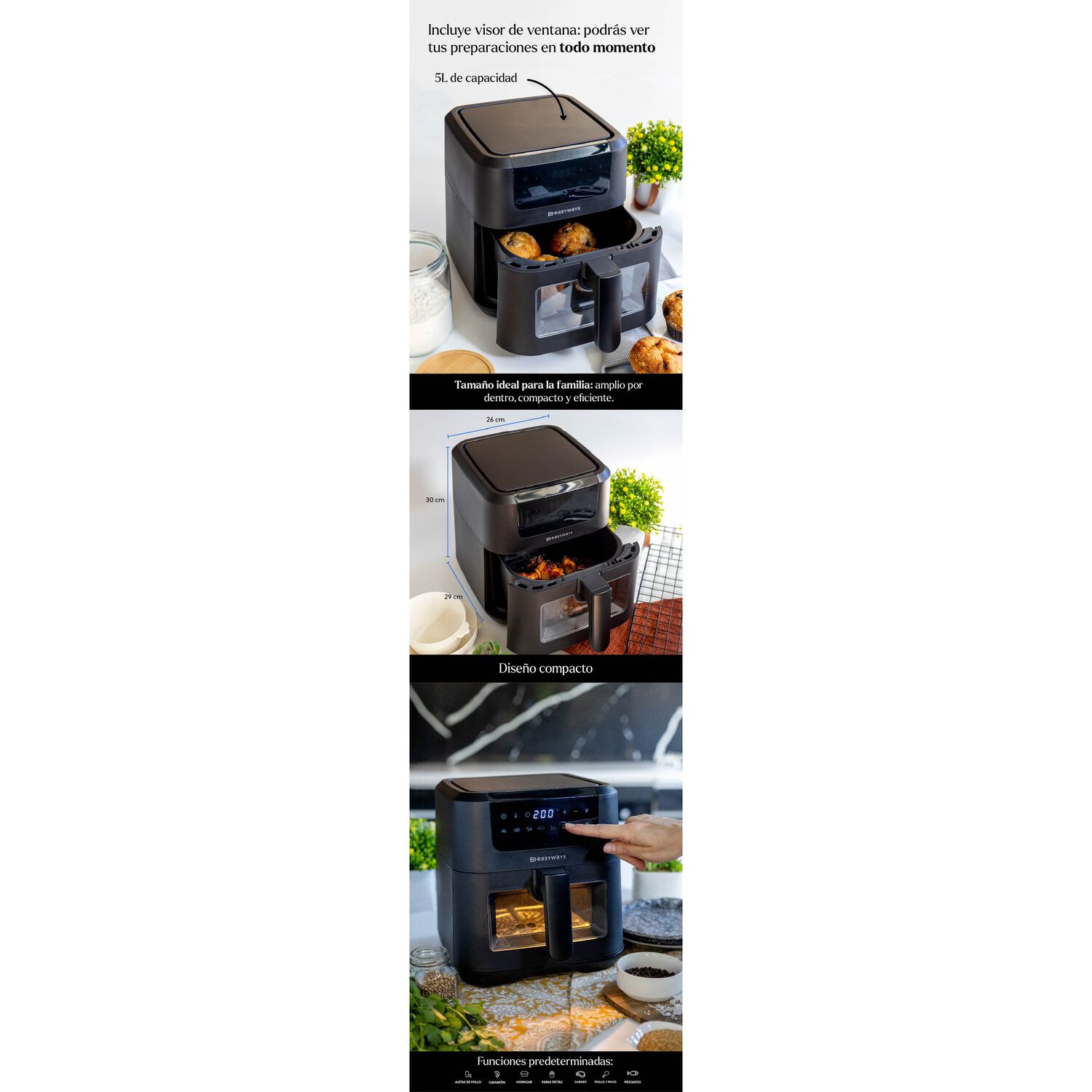 Freidora De Aire Chic Prime 5l Ventana De Vidrio Easyways image number 13.0