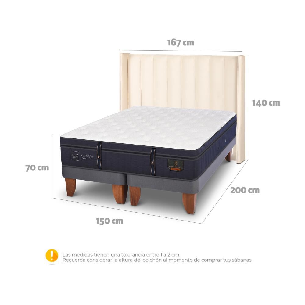 Cama Europea Cic Grand Premium / 2 Plazas / Base Dividida + Respaldo image number 5.0