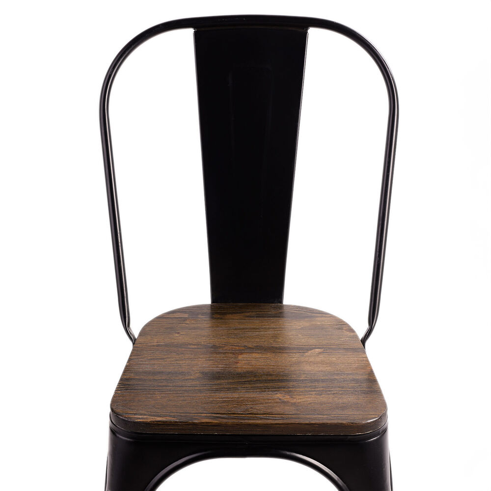 Pack 4 Silla Tolix Vintage Con Asiento De Madera Negro image number 2.0
