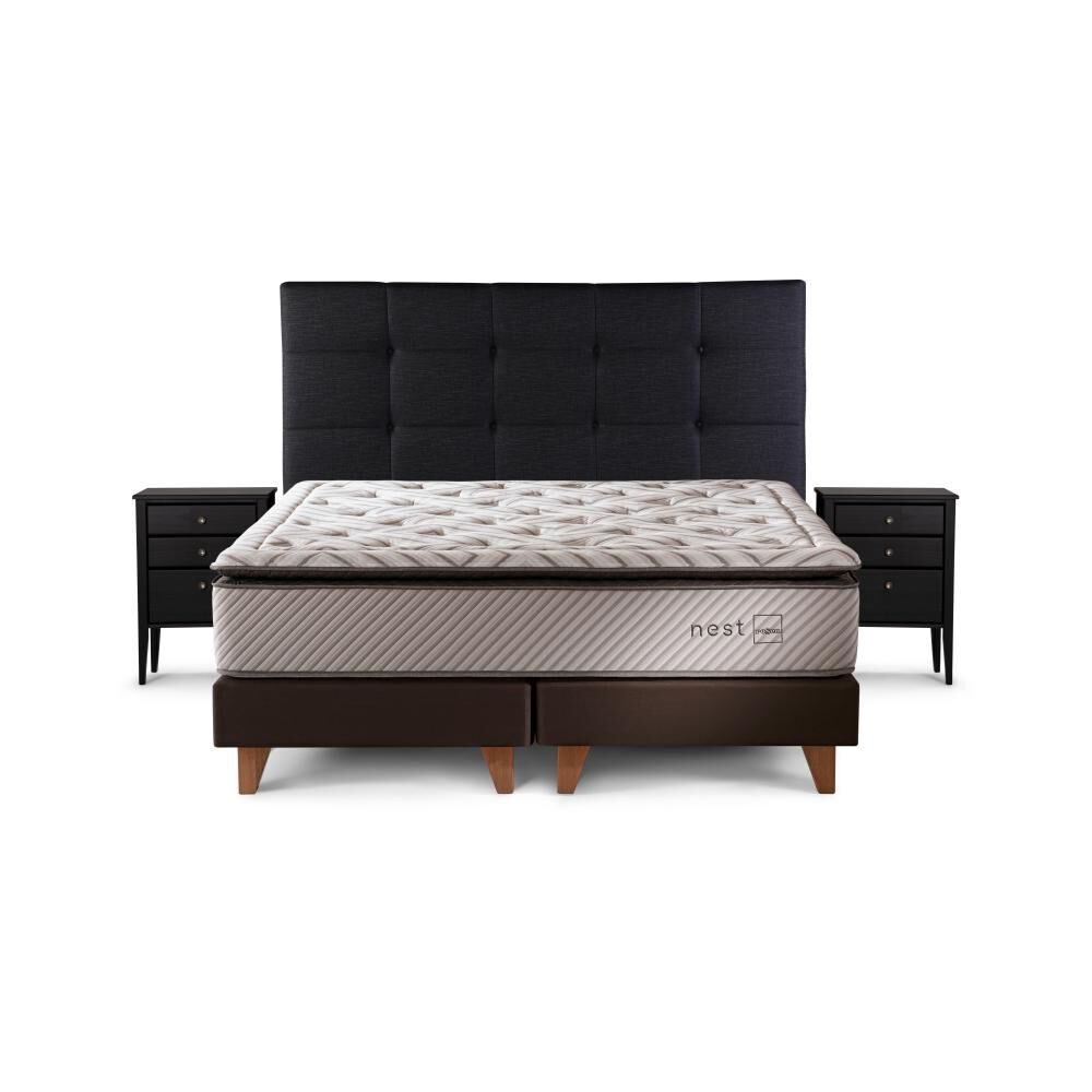 Cama Europea Rosen Nest / King / Base Dividida + Set De Maderas Issey Grafito image number 0.0