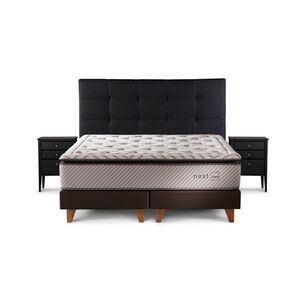 Cama Europea Rosen Nest / King / Base Dividida + Set De Maderas Issey Grafito