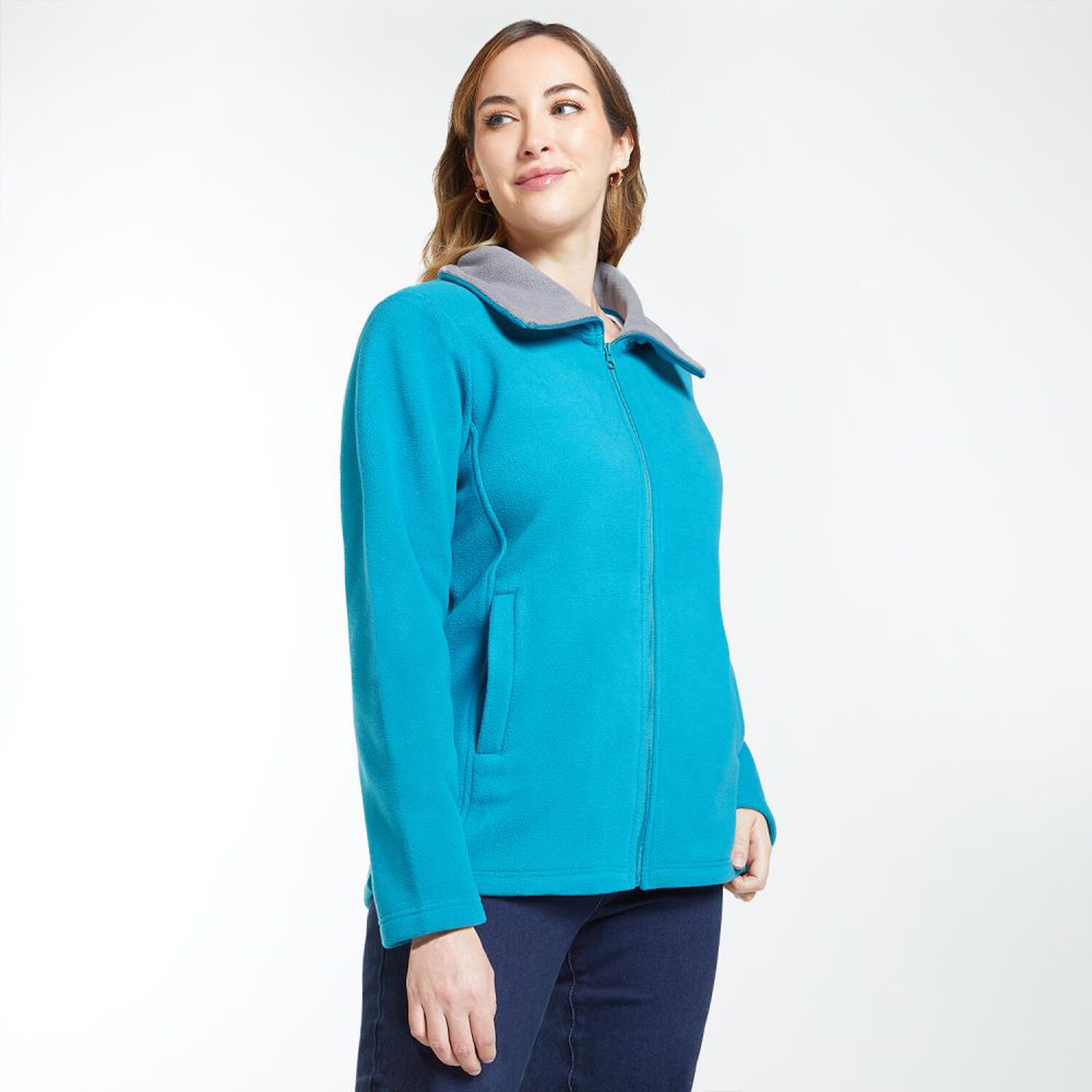 Poler&oacute;n Polar Liso Regular Cuello Alto Zipper Mujer Geeps image number 2.0