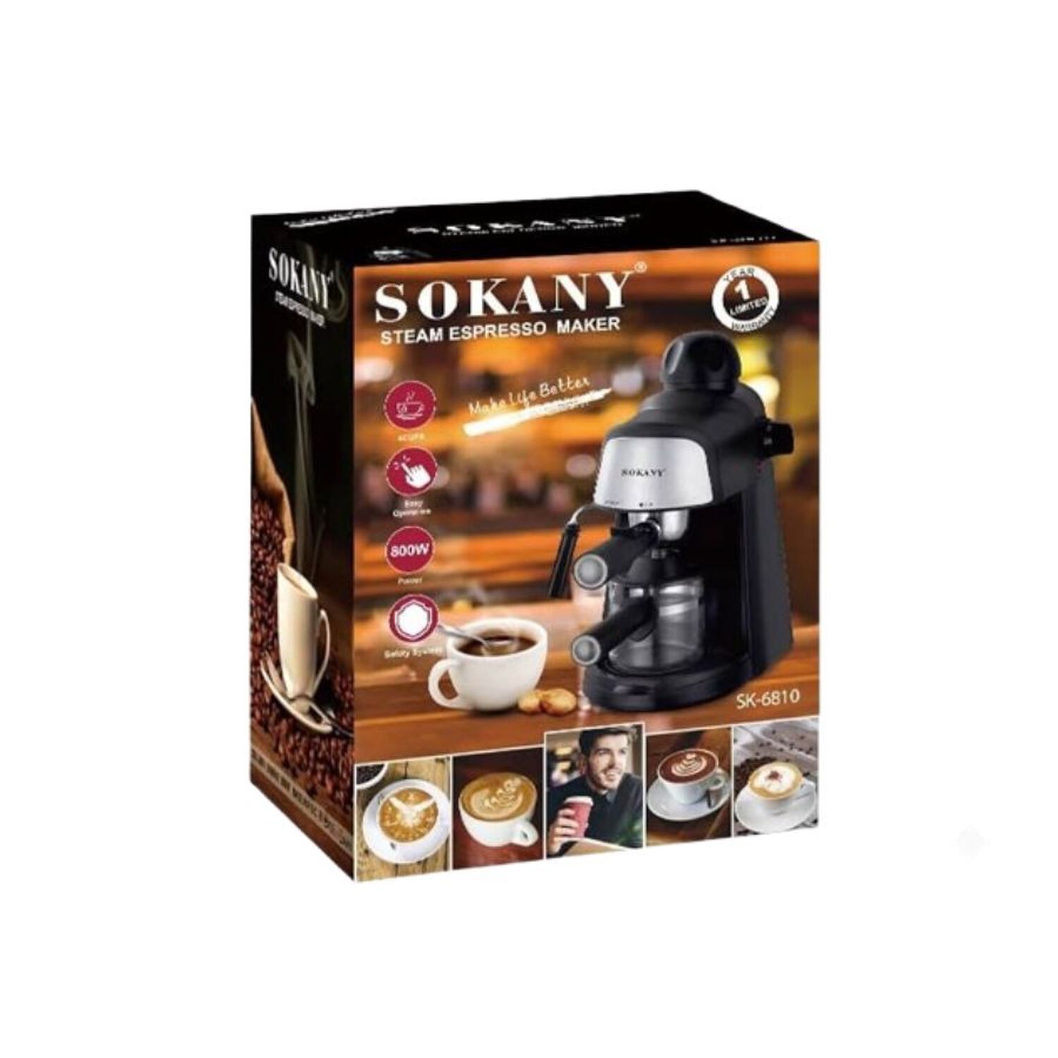 Cafetera El&eacute;ctrica Espresso Sokany 800w Vaporizador image number 1.0