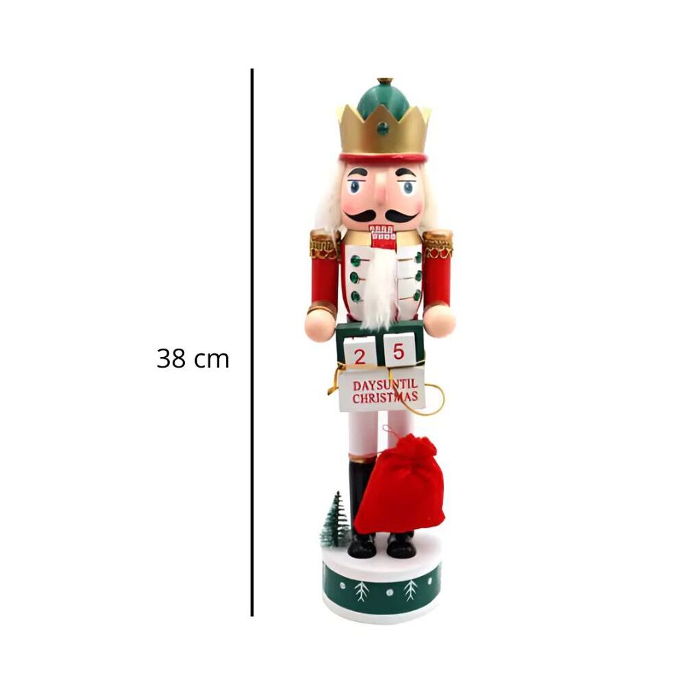 Cascanueces Con Calendario Blanco Adorno De Navidad 38 Cm image number 3.0