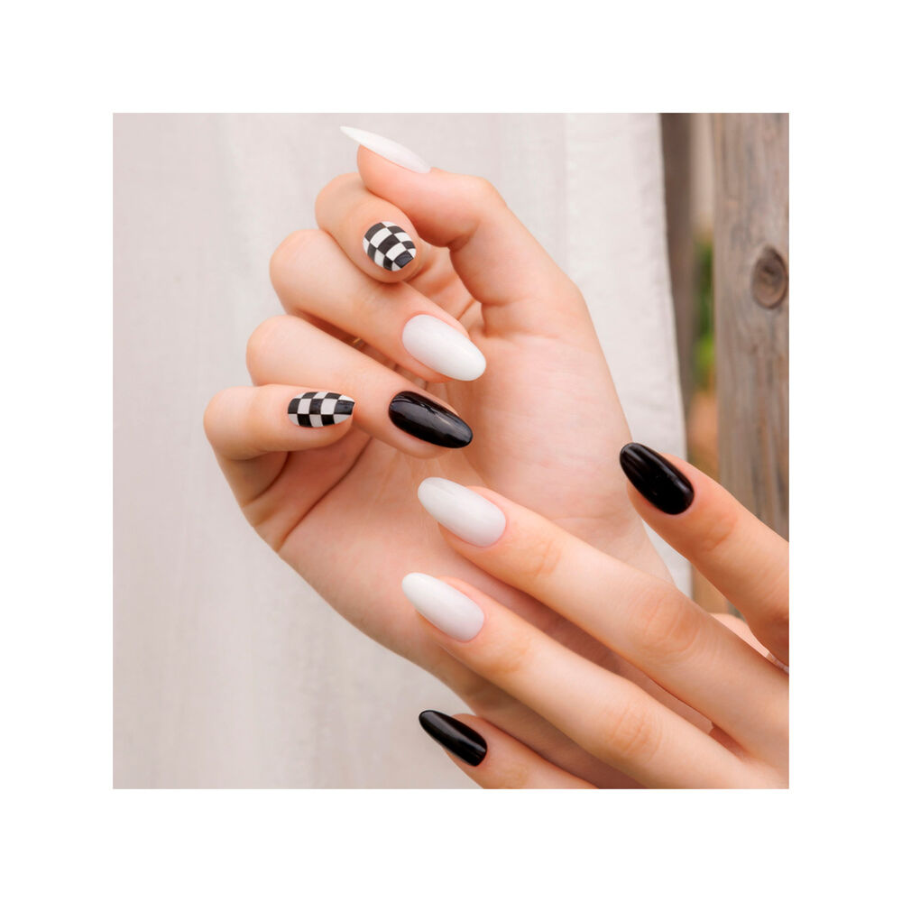Muzmak - Uñas Press On Chess Black Almond 36 U. image number 2.0