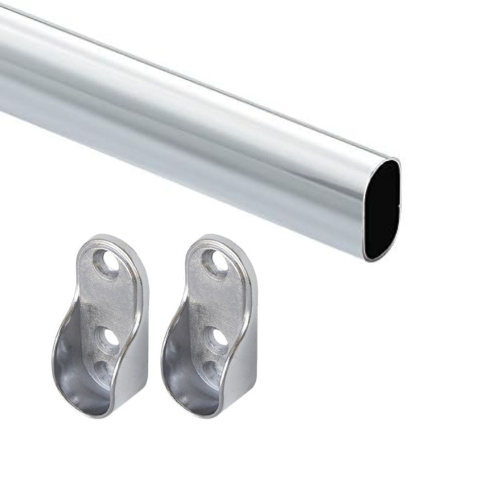 Pack Barra Closet 1000 Mm M&aacute;s Soportes Hbt Cromada image number 0.0