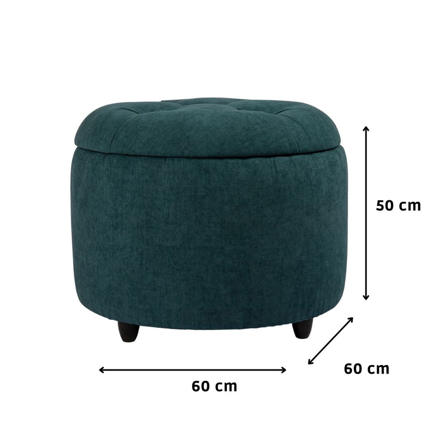 Pouf Zoe Con Ba&uacute;l Azul Petr&oacute;leo Altea 60x60x50 Cm M&aacute;xima Design image number 2.0