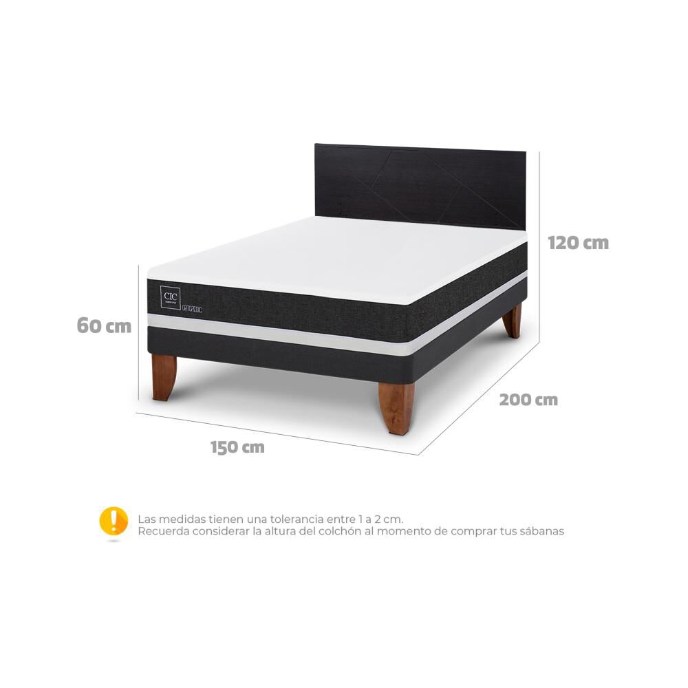 Cama Europea Cic Ortopedic / 2 Plazas / Base Normal + Respaldo image number 5.0