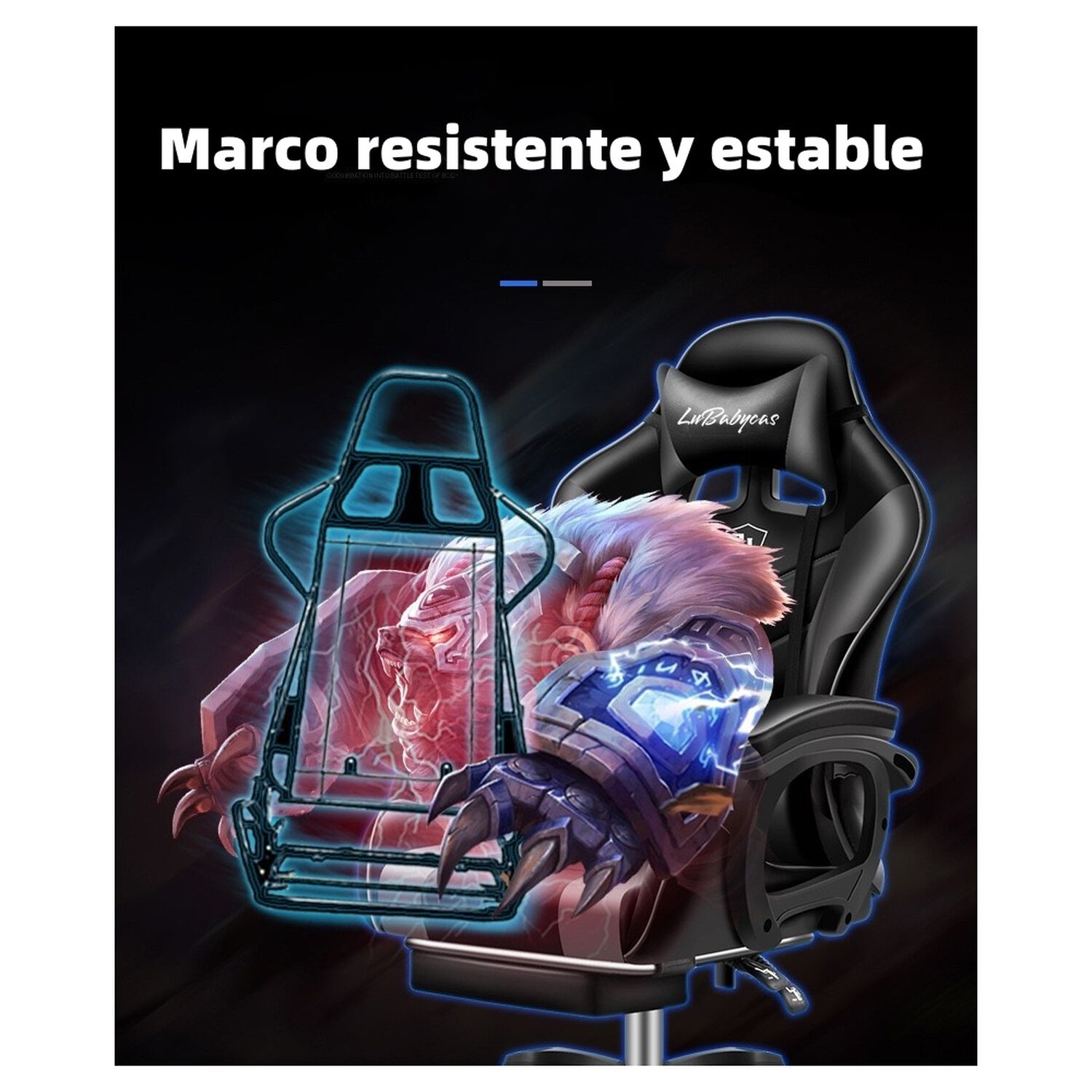 Silla Gamer Reclinable Y Reposa Pies Energy Rosada Lubabycas image number 6.0