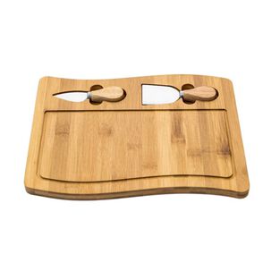 Tabla Charcuter&iacute;a Quesos Bamb&uacute; Con 2 Cuchillos Picnic