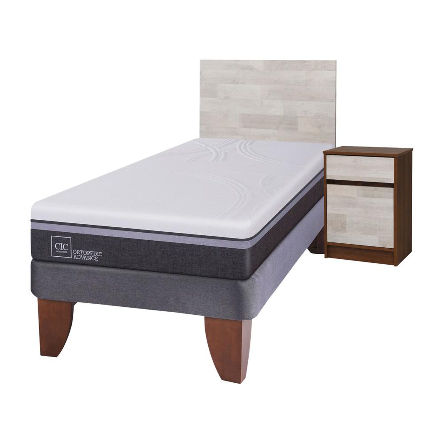 Cama Europea Cic Ortopedic Advance / 1.5 Plazas / Base Normal + Set de Maderas Legno image number 1.0