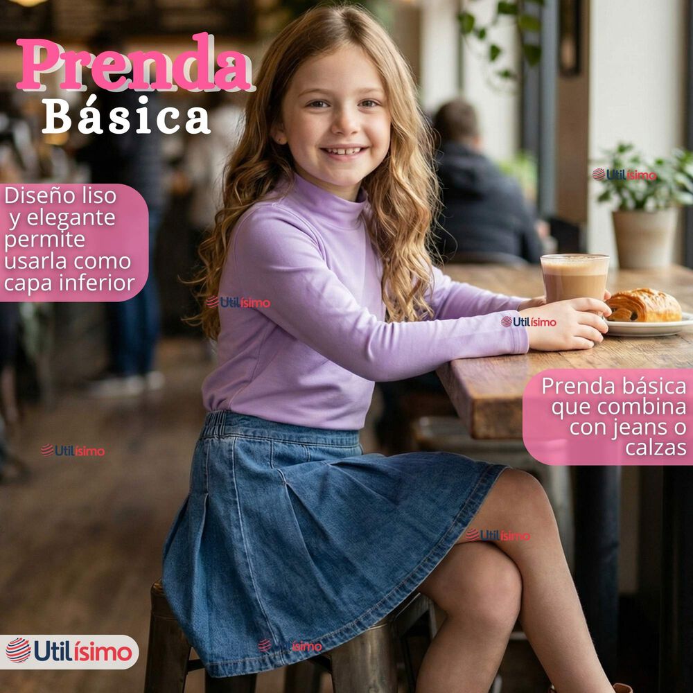 Polera Camiseta Bamb&uacute; Cuello Beatle Primera Capa Manga Larga Colores Surtido Ni&ntilde;a image number 7.0