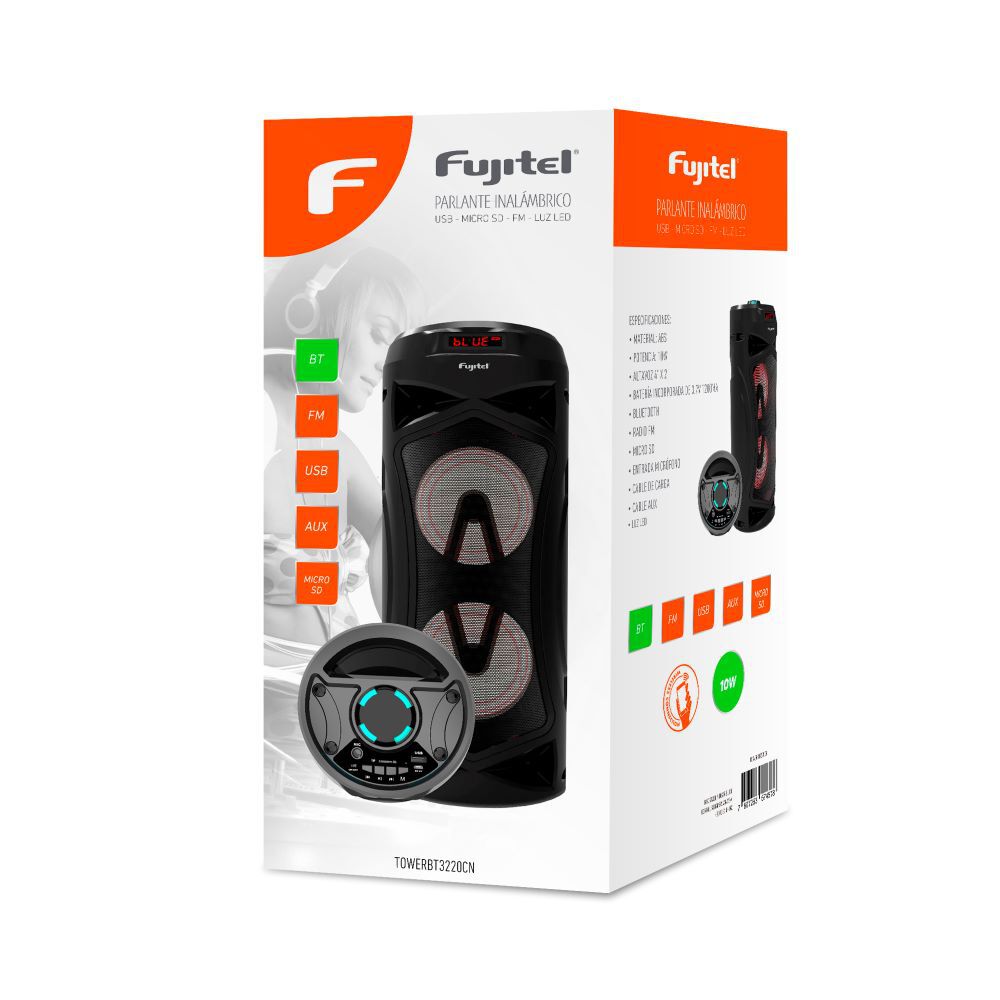 Parlante Bluetooth 10w Luces Negro I160towerbt3220cn image number 1.0