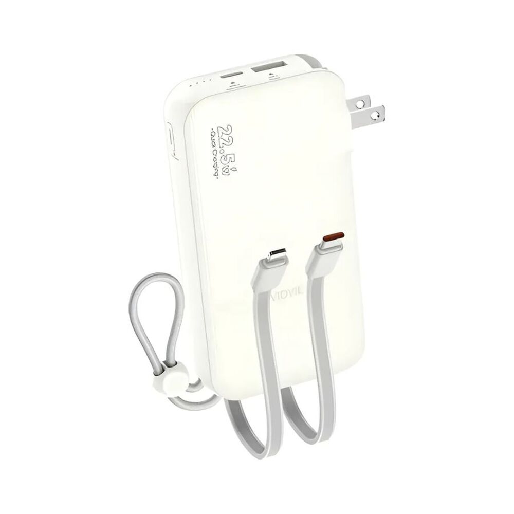 Power Bank 10000 Mah Multifuncional Con Enchufe Vidvie Blanco image number 0.0