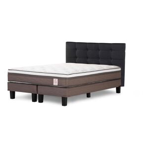 Cama Europea Rosen New Style 6 / 2 Plazas / Base Dividida + Respaldo Issey Grafito