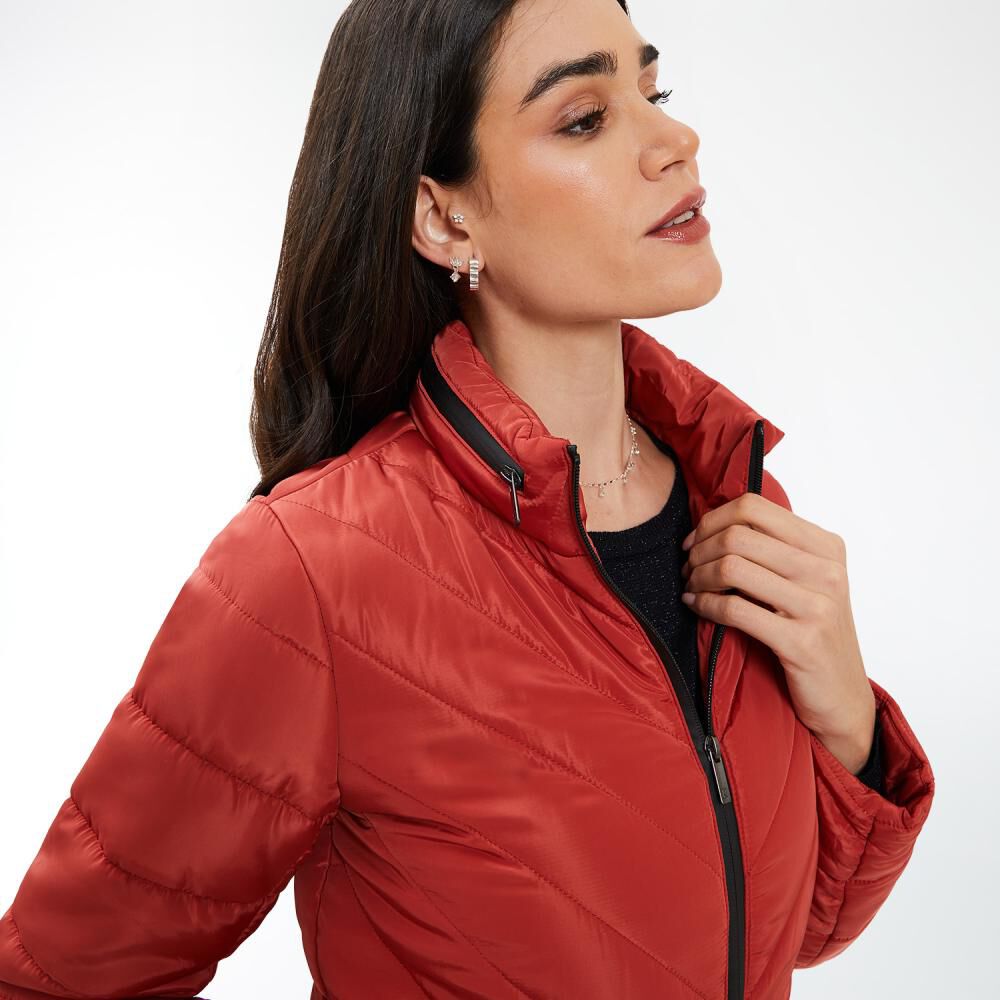 Parka Espiga Regular Cuello Alto Gorro Oculto Mujer Kimera image number 4.0