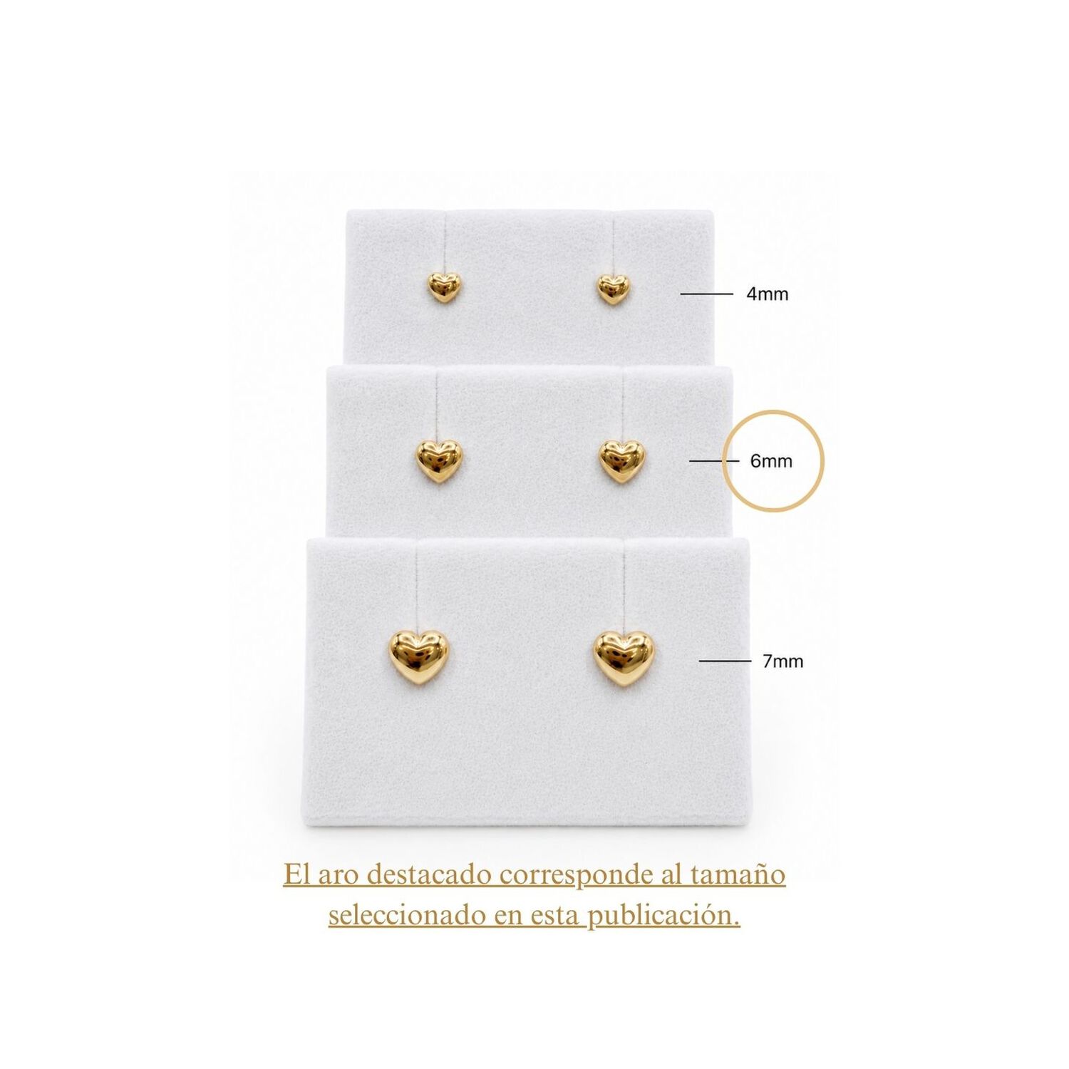 Aros Coraz&oacute;n Oro 18k 6mm N2 Atornillado 0.65gr Ni&ntilde;a Juevenil Dorado image number 5.0