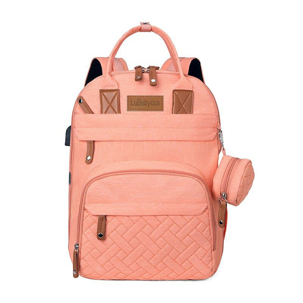 Mochila Maternal Con Monedero Y Colgador Lubabycas Rosada image number 0.0