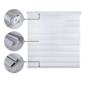 Cortina Roller D&uacute;o Zebra D&iacute;a Noche Blanco 80x200 Cm
