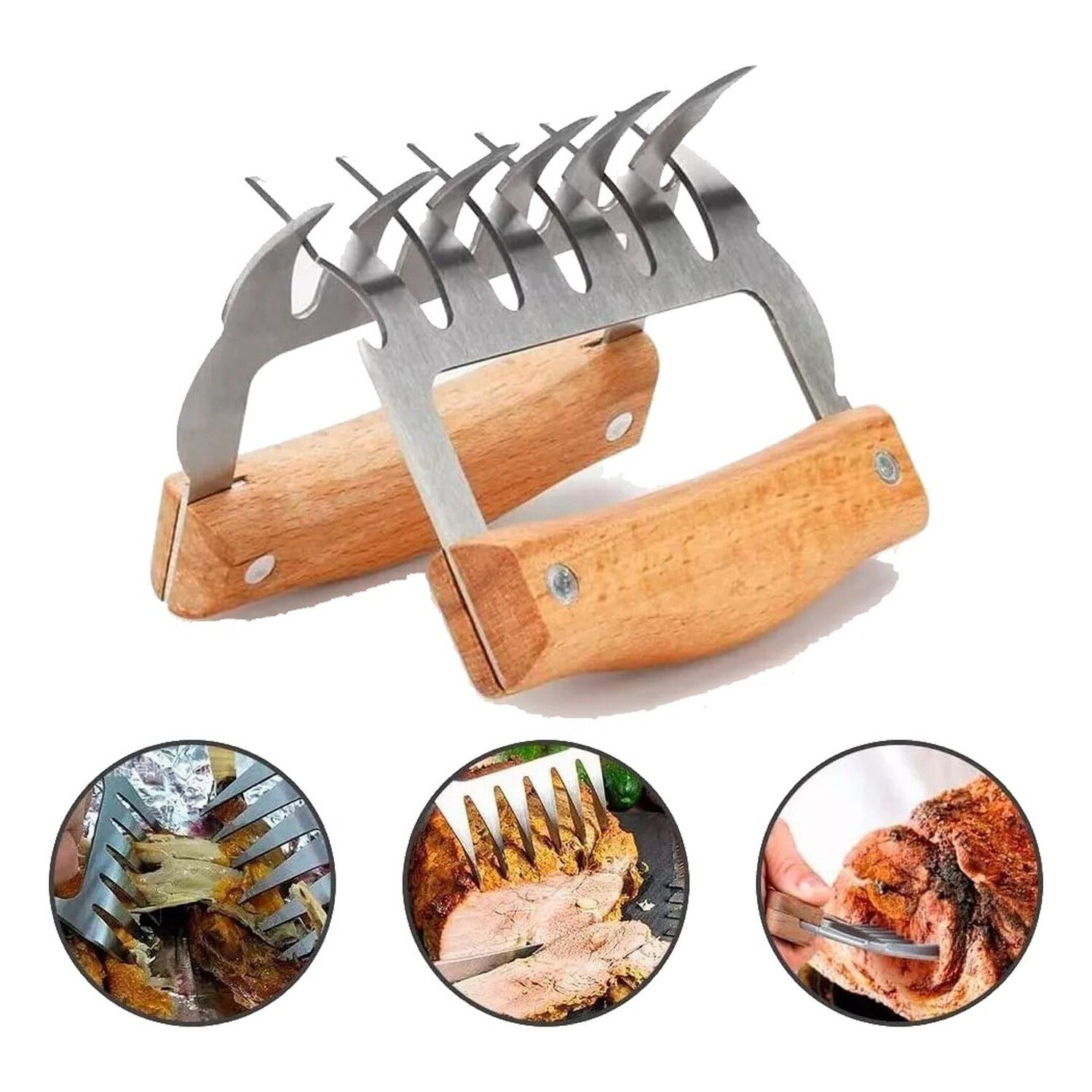 Set 2 Garras De Oso Acero Inoxidable Para Asados Bbq image number 0.0