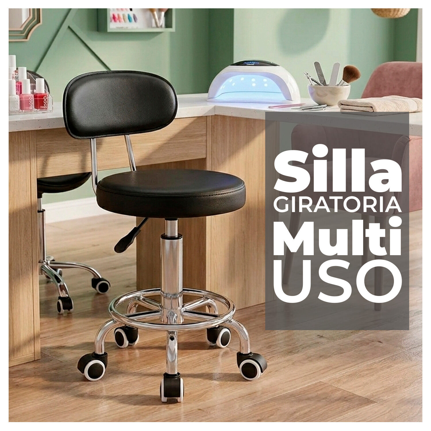 Silla Giratoria Multiuso Con Ruedas Ajustable Ergon&oacute;mica Y Est&eacute;tica image number 6.0